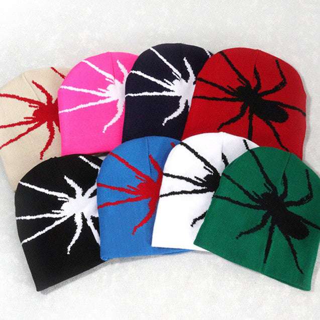 Multi-Color Trendy All-match Spider Warm Soft Comfortable Personality Jacquard Knitted Woolen Cap Street Ins Style - globaltradeleader