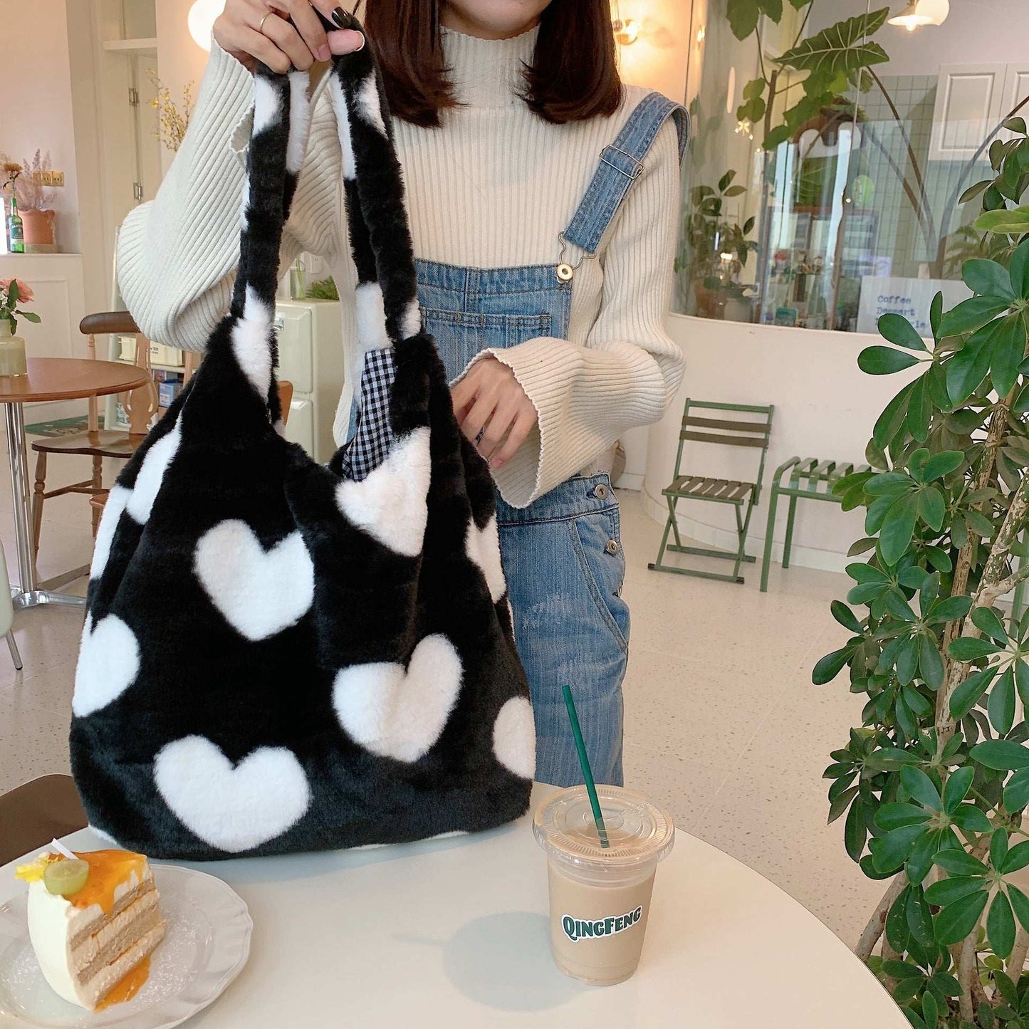 Love Shoulder Bags Double Side Used Winter Underarm Bag Women