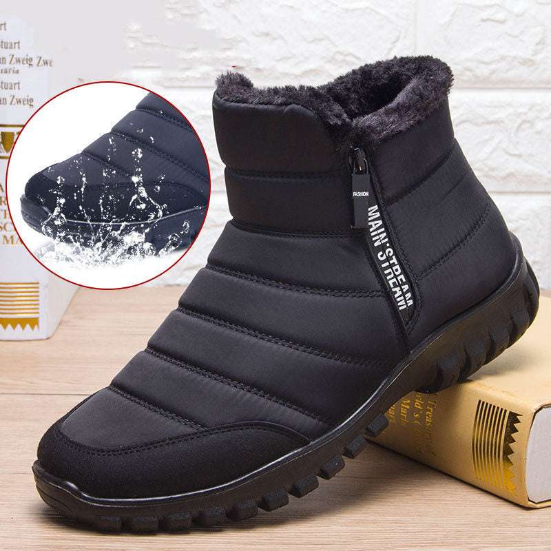 Winter Boots For Men Waterproof Warm Shoes With Plush Zipper Design - globaltradeleader