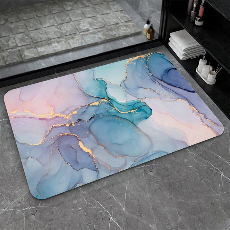 Nordic Light Luxury Marbling Diatom Ooze Absorbent Non-slip Floor Mat Toilet Door Quick-drying Feet - globaltradeleader