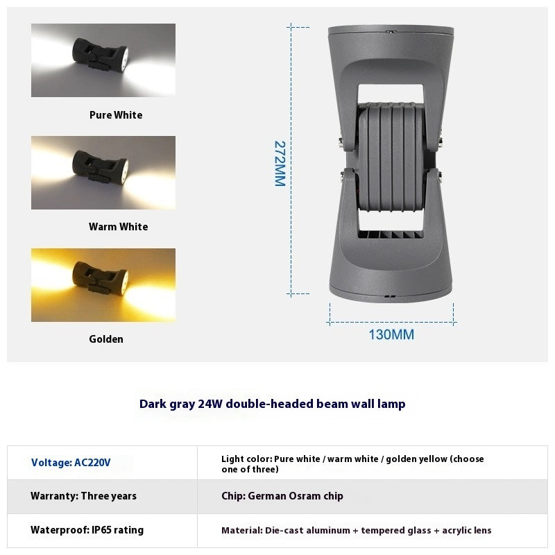 Wall Lamp Outdoor Waterproof Facade Lighting Double Head - globaltradeleader