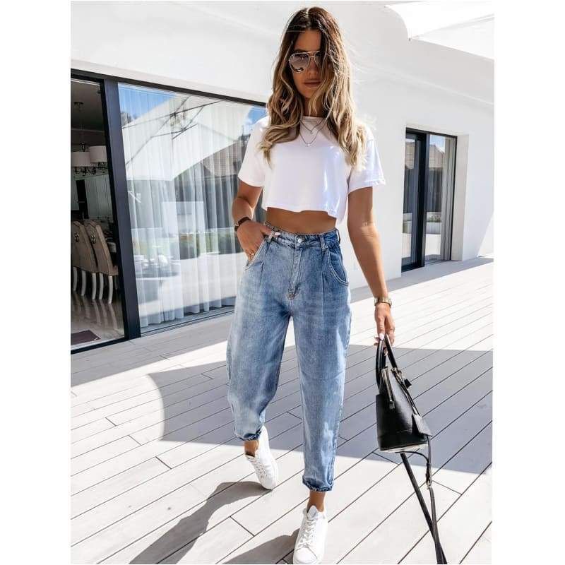 Ladies casual fashion all-match loose jeans