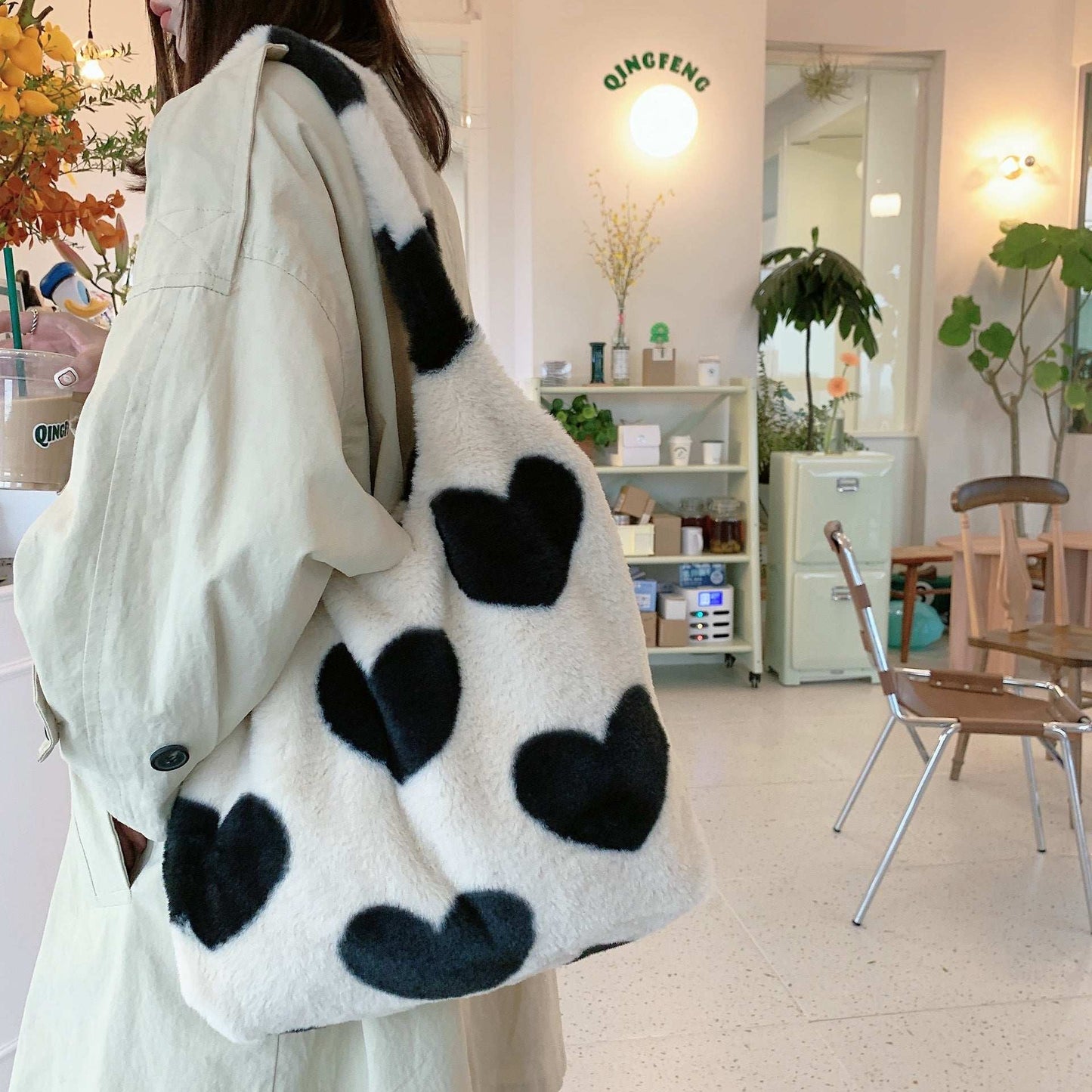 Love Shoulder Bags Double Side Used Winter Underarm Bag Women