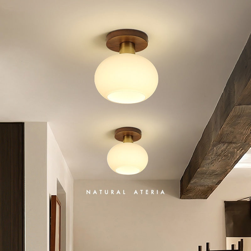 Chinese Style Simple And Light Luxury Walnut Brass Ceiling Lamp - globaltradeleader