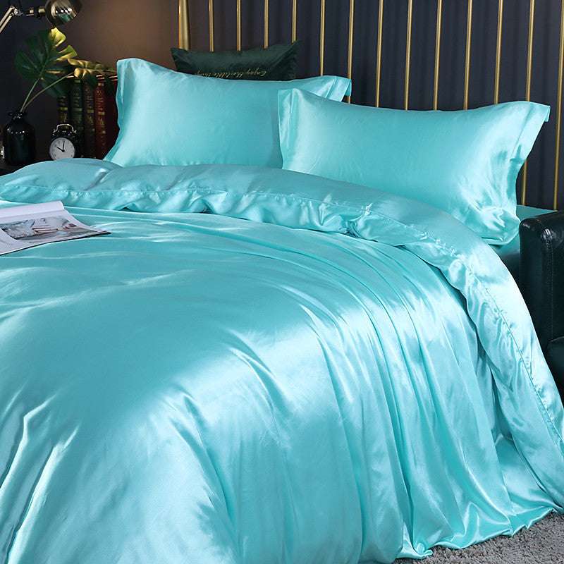 Summer Cool Quilt Cover Satin Sheet Ice Silk Four-piece Air Conditioner - globaltradeleader