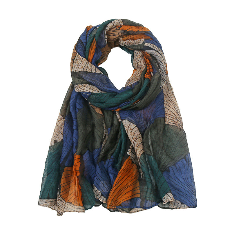 Printed Bali Yarn Scarf Women's Cotton And Linen Talma