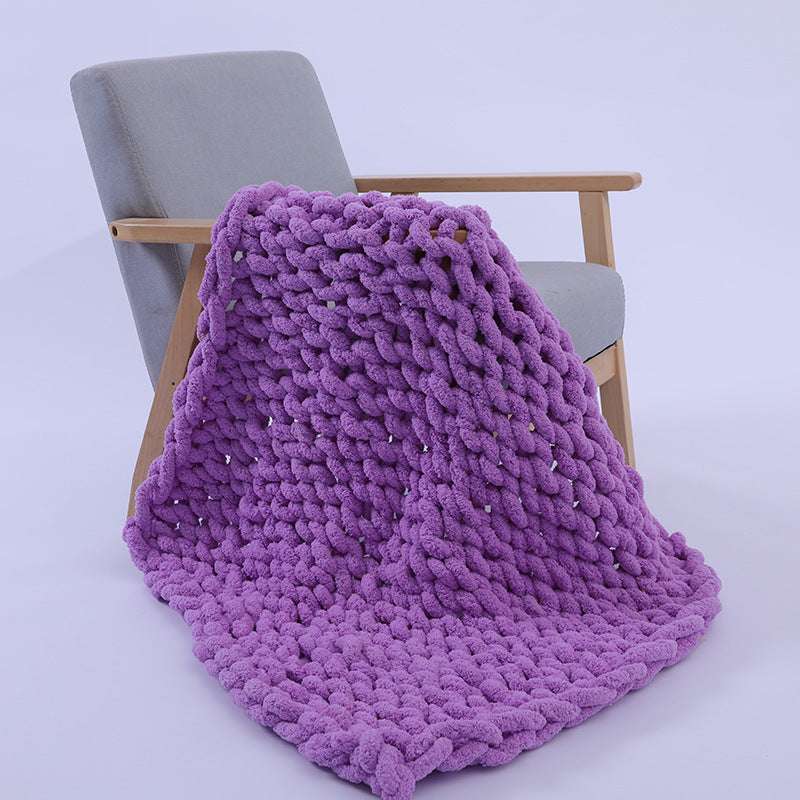 Handmade Coarse Yarn Woven Blanket Coarse Chenille Knitted Blanket - globaltradeleader