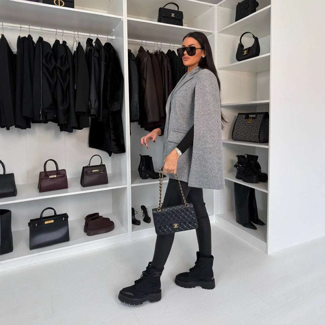 Fashion Solid Color Loose Shawl Coat - globaltradeleader