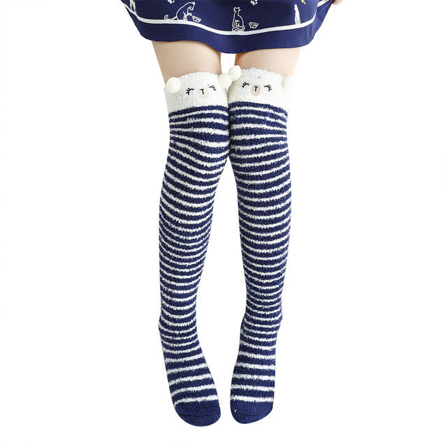 Christmas Long Socks Winter Women Striped Stockings New - globaltradeleader