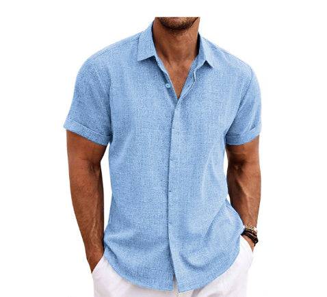 Men's Linen Short Sleeved T-shirt Loose Fitting - globaltradeleader