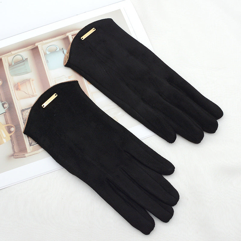 Women's Fleece Suede Gloves Warm And Cold Protection - globaltradeleader