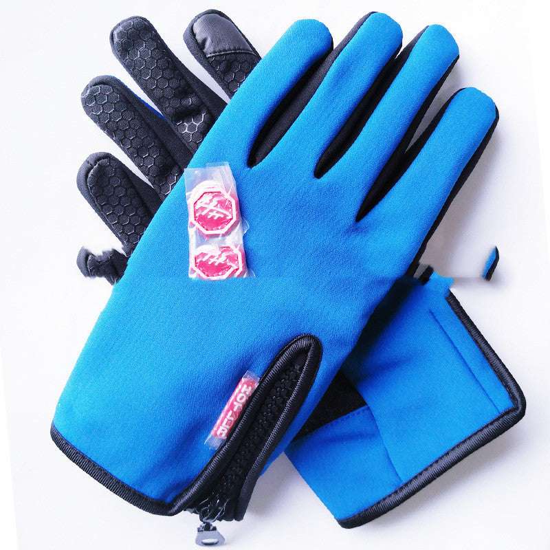 Winter Touch Screen Gloves Thermal Fleece Windproof Waterproof Drop Zipper Men's Cycling Sports Outdoor Ski Gloves - globaltradeleader
