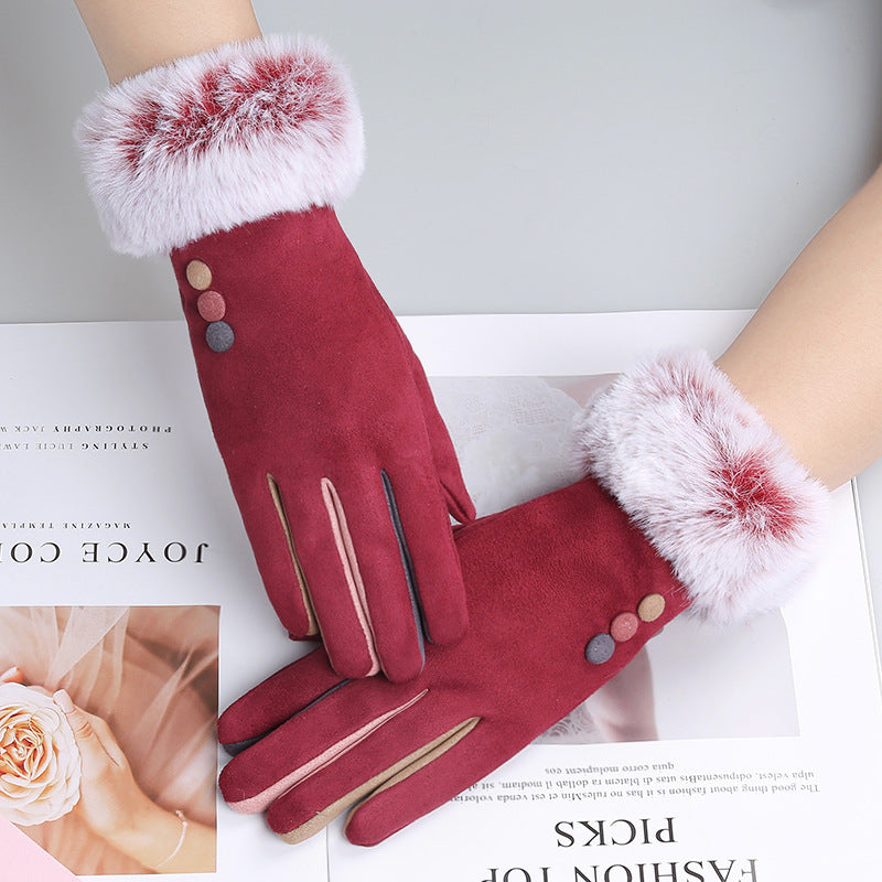 Women's Winter Thick Suede Touch Screen Warm Gloves - globaltradeleader