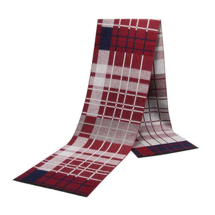 Jacquard Plaid Dad Grandpa Scarf For Warmth