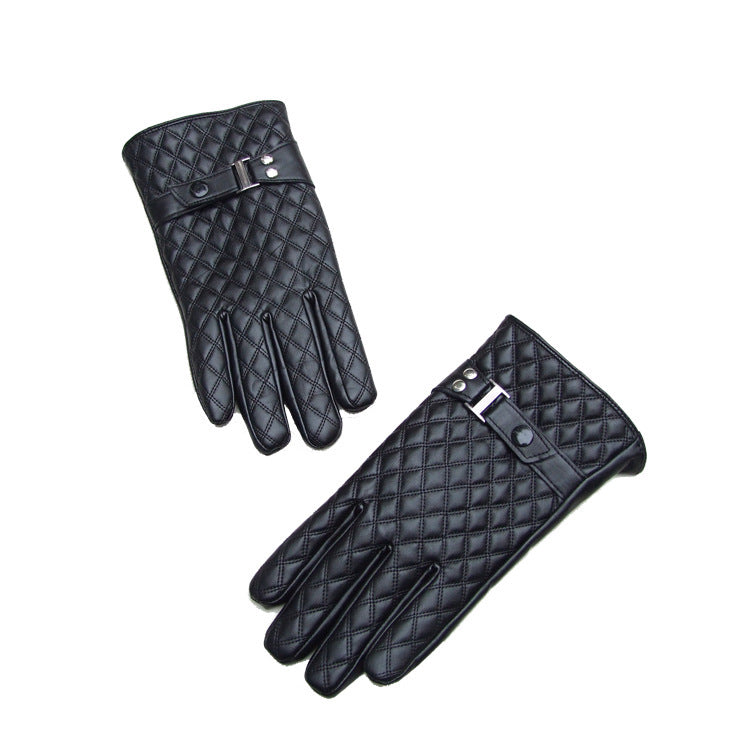 Men's Autumn And Winter Windproof Warm Cycling Full Touch Screen PU Gloves - globaltradeleader