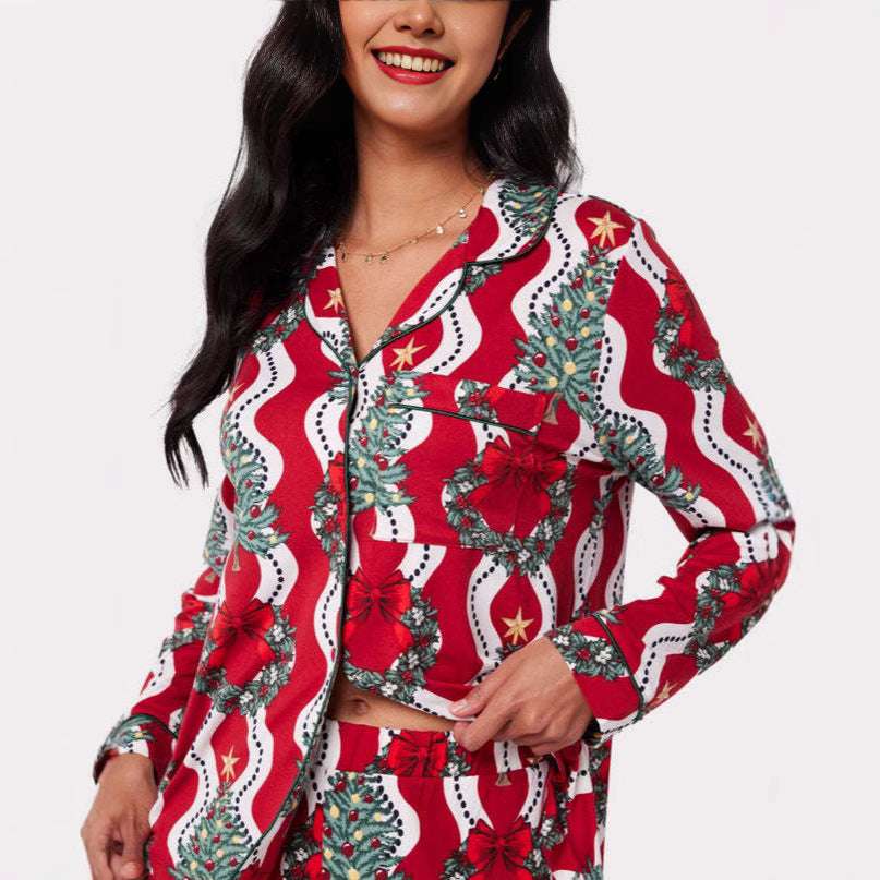 Christmas Printed Long-sleeved Trousers Autumn Ladies Home Leisure Suit - globaltradeleader