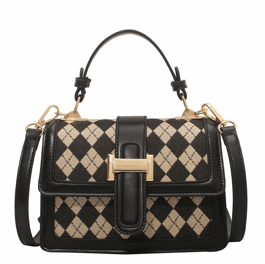 Houndstooth Small Shoulder Messenger Bag College Students Portable Large Capacity