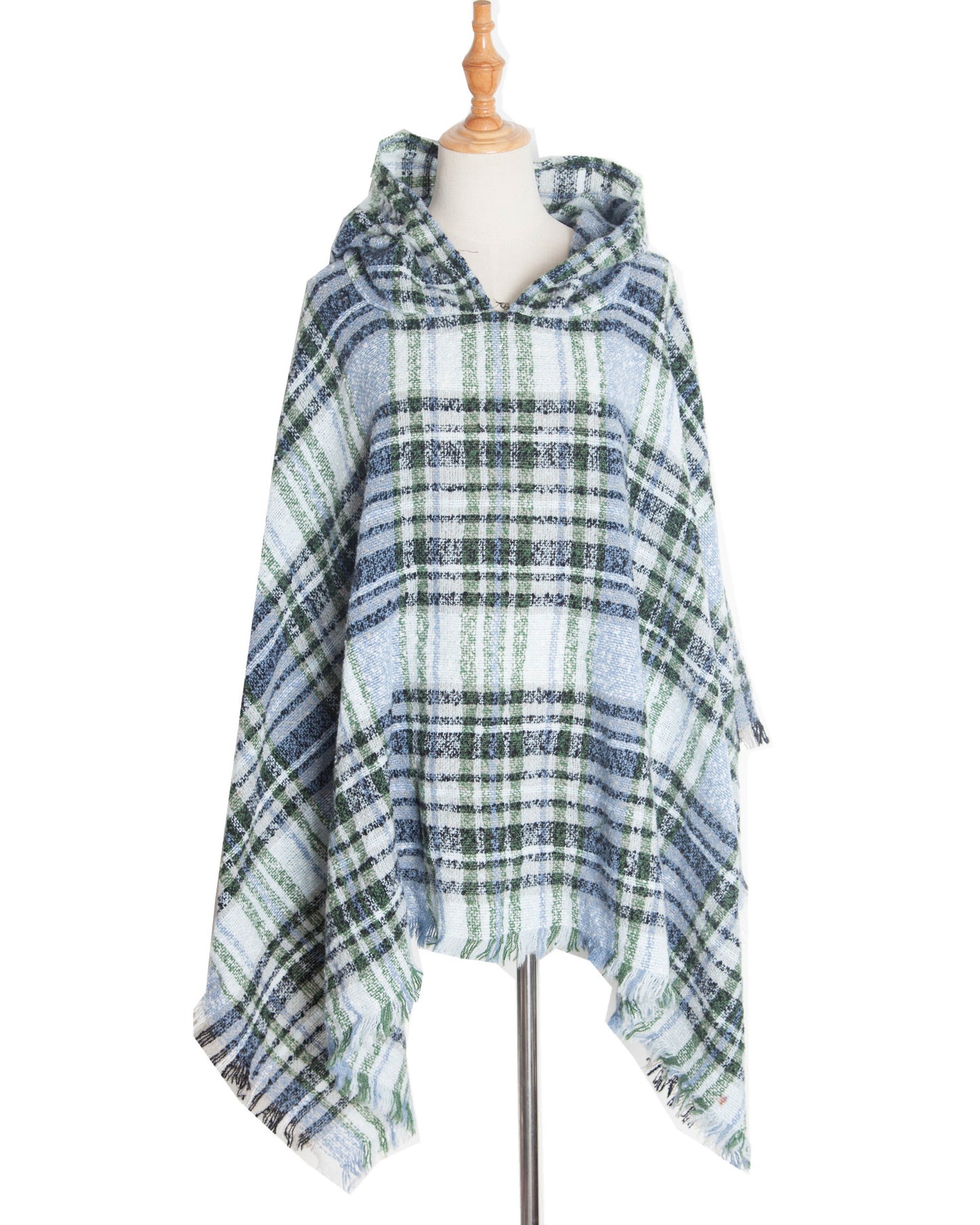 Spring Autumn And Winter Plaid Ribbon Cap Cape And Shawl