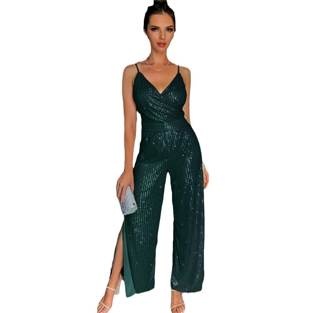 Split Trailing Evening Dress Banquet Jumpsuit - globaltradeleader