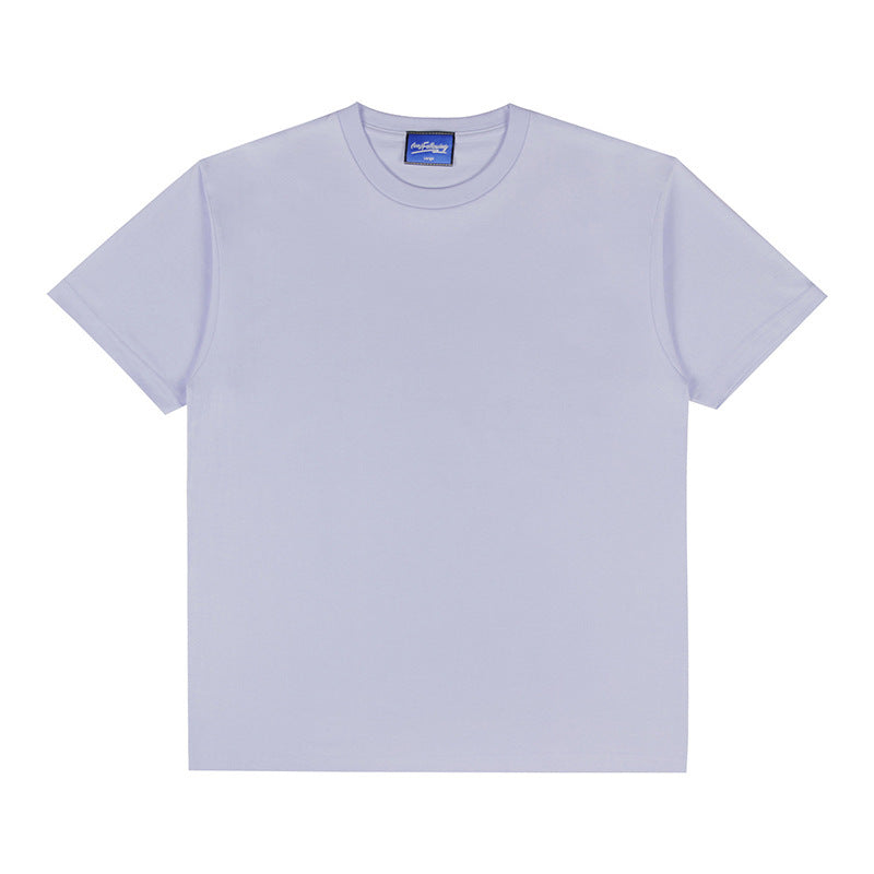 Heavy American High Street Solid Color Loose Shoulder Cotton Round Neck T-shirt - globaltradeleader