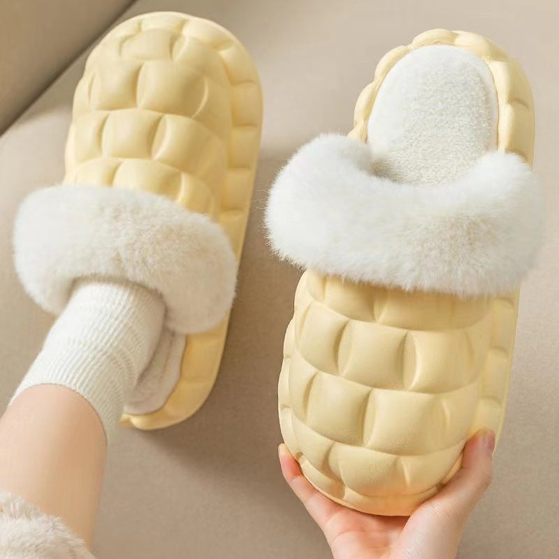 Fuzzy Slippers Women Winter Bedroom Indoor Shoes With Detachable Heel - globaltradeleader