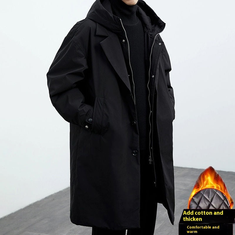 Coat Coat Men's False Two Pieces Hooded Mid-length Trench Coat - globaltradeleader