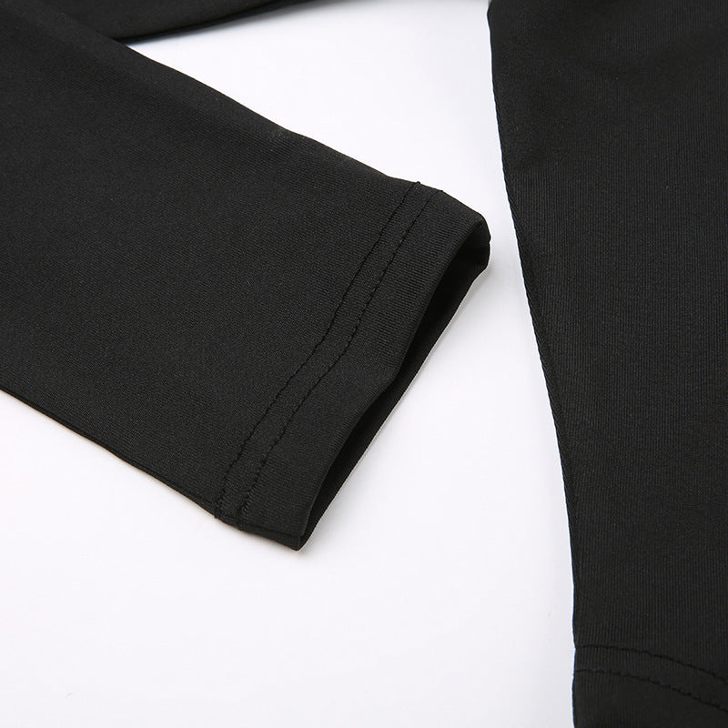 Women's Mechanical Style Color Block Print Invisible Long-sleeve Zipper T-shirt - globaltradeleader