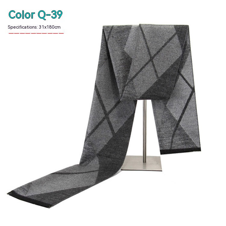 Men's Striped Winter Warm Artificial Cashmere Scarf