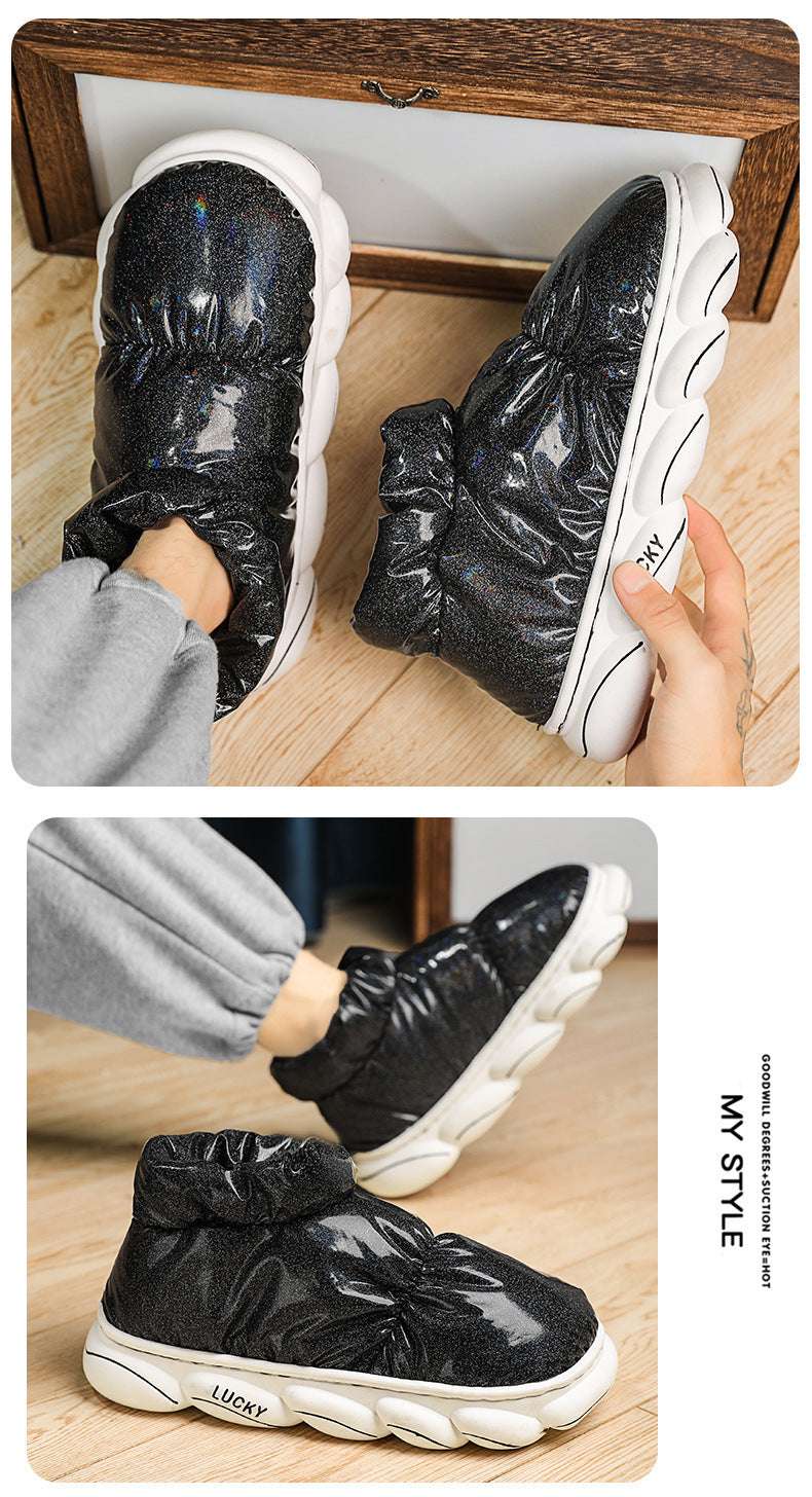 Cotton Slippers Men Can Wear Outside In Winter Plus Velvet Warm Shoes - globaltradeleader