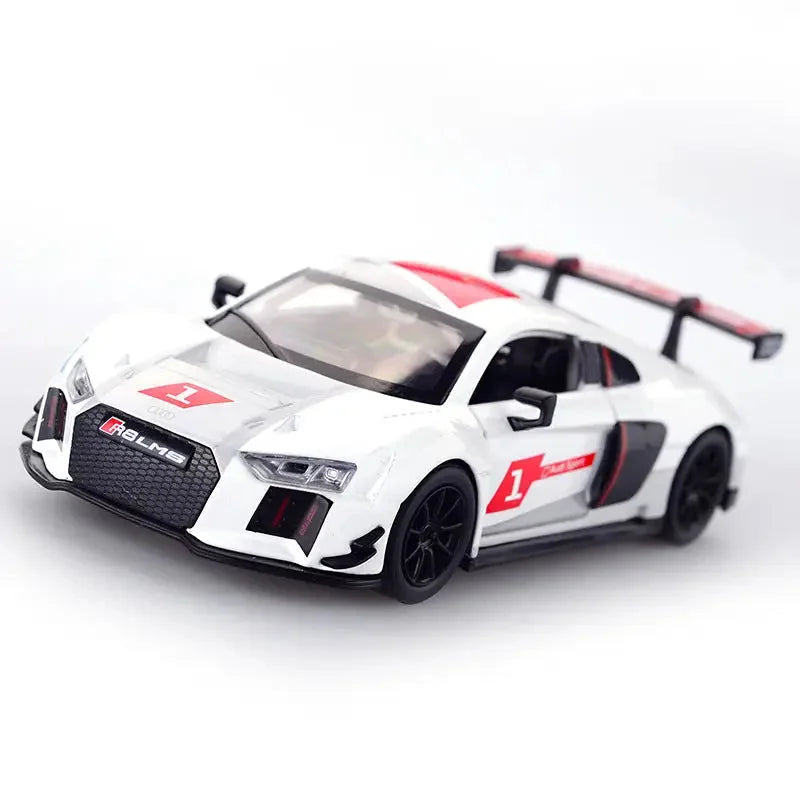 1 32 R8 LMS Sports Car Simulation Toy Car Model Alloy Pull Back Children Toys Genuine License Collection Gift Off-Road Vehicle