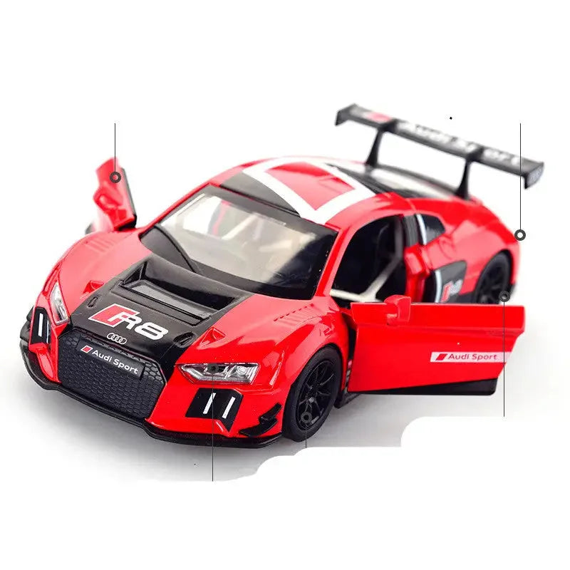 1 32 R8 LMS Sports Car Simulation Toy Car Model Alloy Pull Back Children Toys Genuine License Collection Gift Off-Road Vehicle