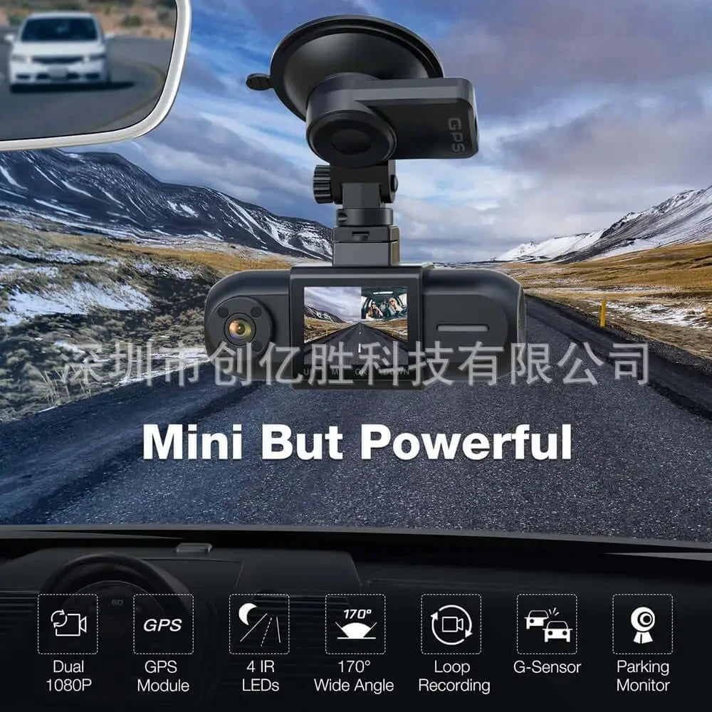 1.5 Inch E-commerce Essentials MSTAR 1080P+1080P Infrared Night Vision Recorder In Front Of The Car