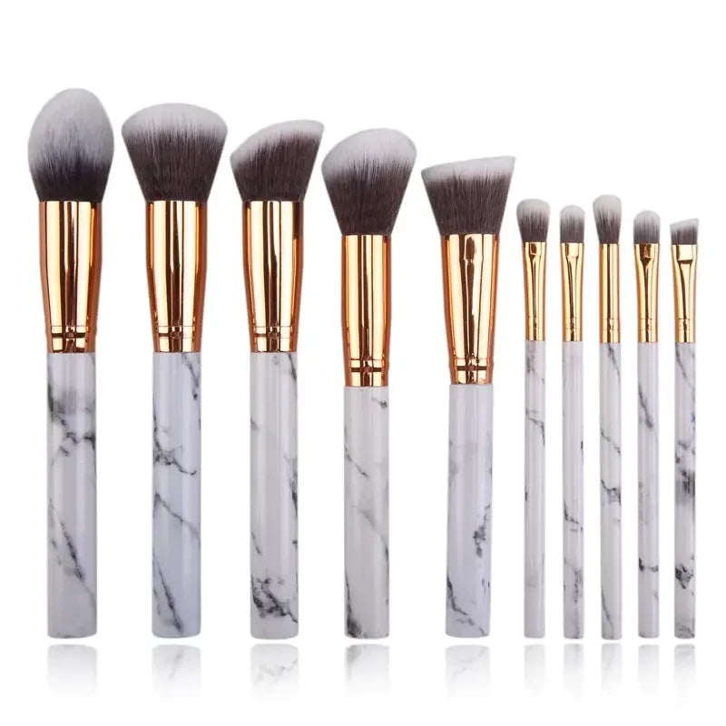 10 marble makeup brush sets, beauty tools, blush, eye shadow, face modification, 5 big 5 small explosions.