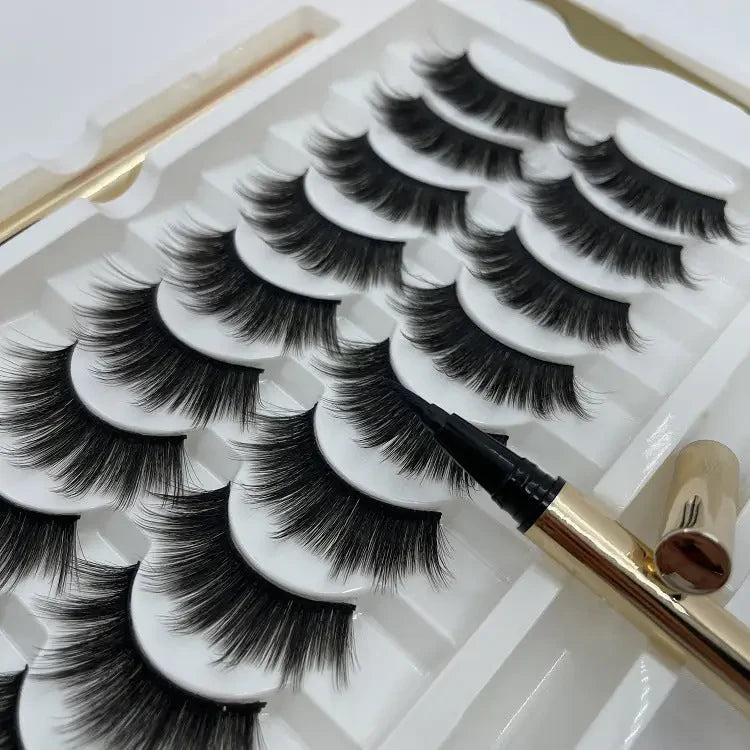 10 Pairs Of Non-bleaching, Long-lasting Waterproof Magnetic False Eyelashes