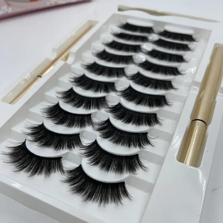 10 Pairs Of Non-bleaching, Long-lasting Waterproof Magnetic False Eyelashes