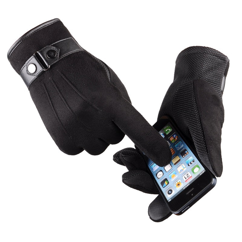 Winter and autumn touch screen gloves men plus velvet warm thick driving cycling cycling casual cotton gloves