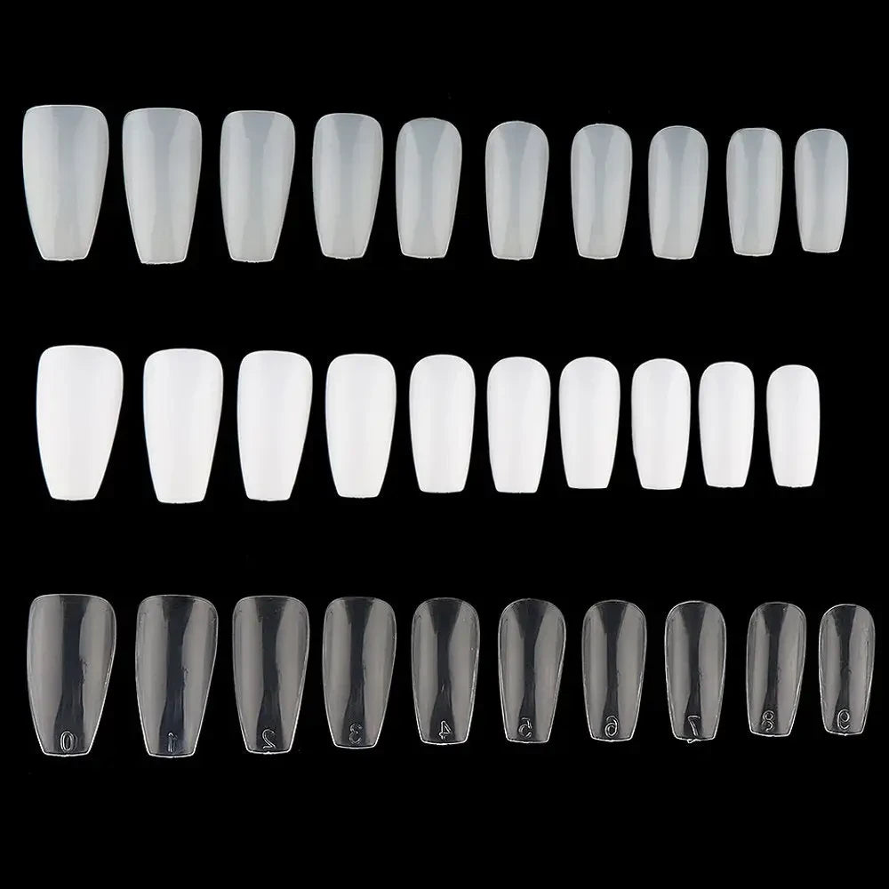 100/600 Pcs / Set Women's Long Fashion False Ballerina Casket Shape Nails Full Coverage False Nails DIY Art Tips