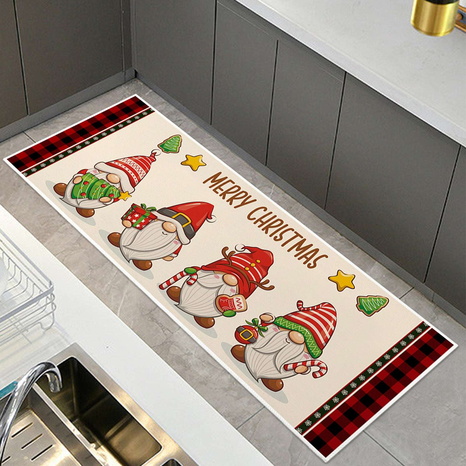 Christmas Printing Carpet Mat Non-slip And Stain-resistant