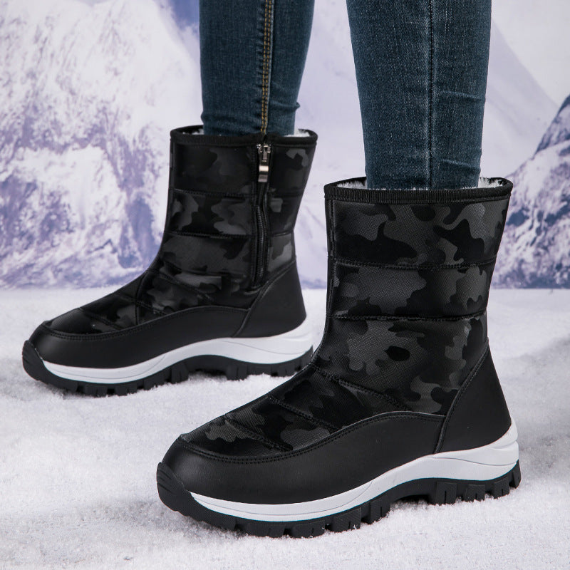 Winter Snow Boots For Women Outdoor Thickened High-top Plus Velvet Shoes Fashion Platform Ankle Boots Keep Warm Plush Shoes