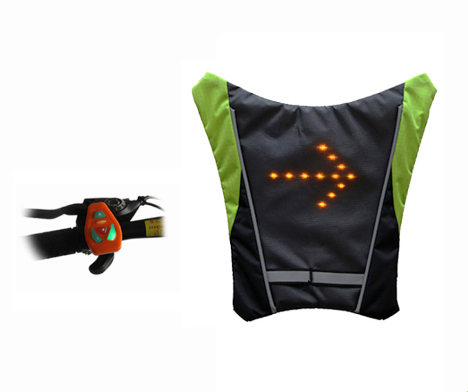 USB Rechargeable Reflective Vest Backpack with LED Turn Signal Light Remote Control Outdoor Sport Safety Bag Gear for Cycling - globaltradeleader