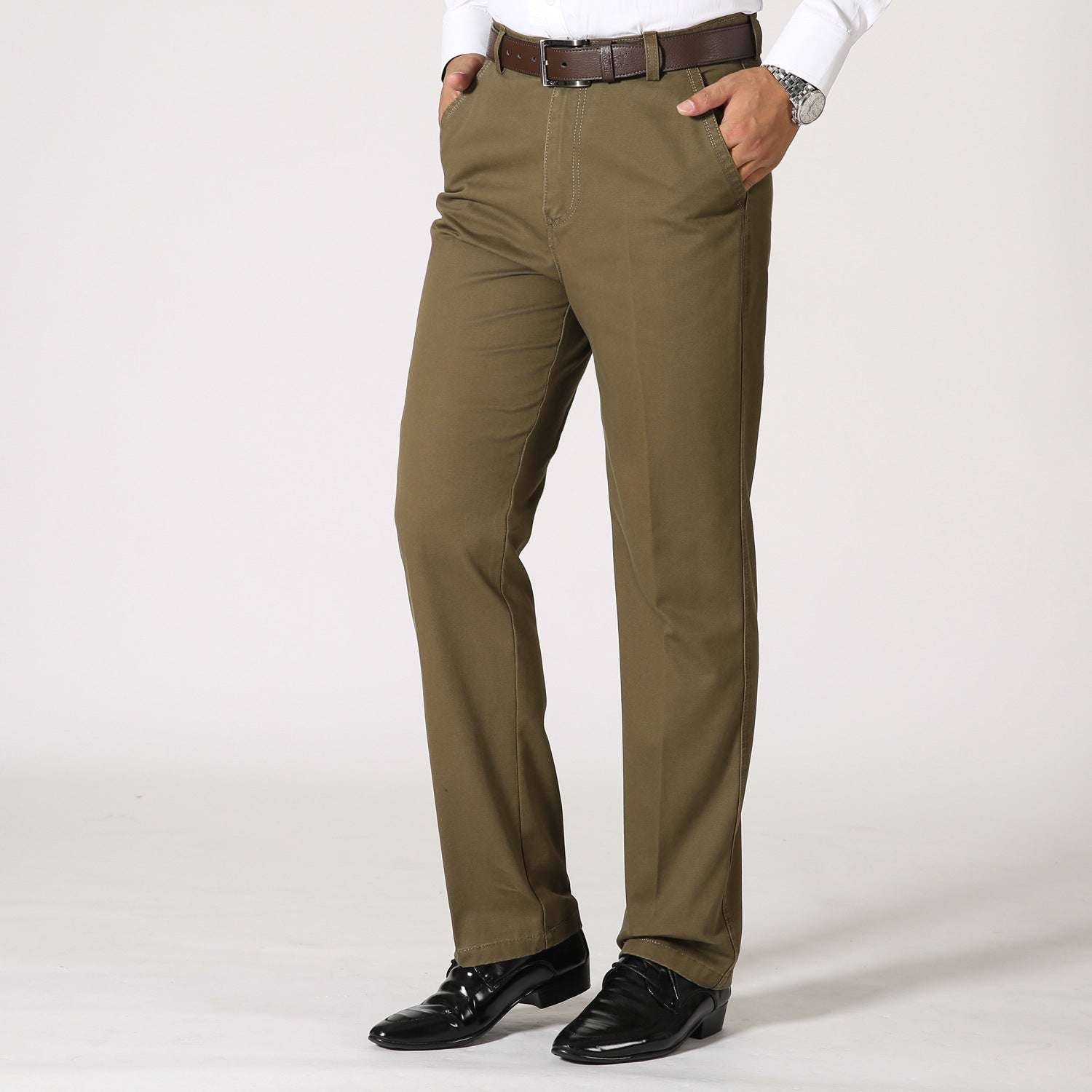 Men's cotton casual straight-leg cargo trousers - globaltradeleader