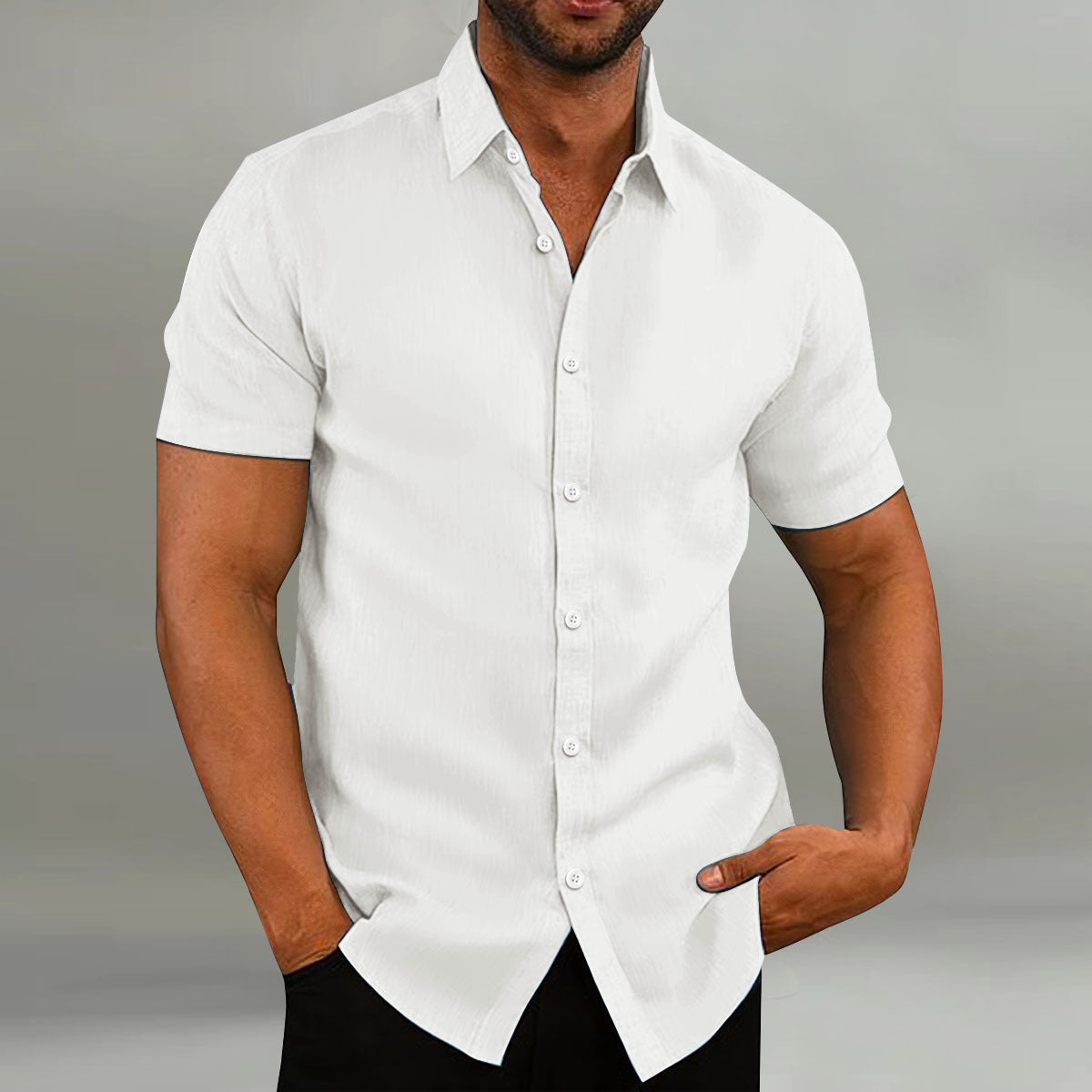 Men's Vintage Cotton Linen Casual Loose Short Sleeves Shirt - globaltradeleader