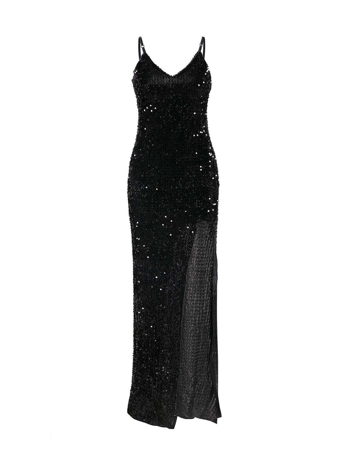 Sequins Suspender Dress Long Skirt Black Light Dress - globaltradeleader