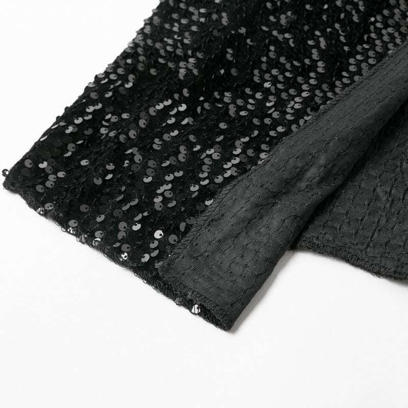 Sequins Suspender Dress Long Skirt Black Light Dress - globaltradeleader