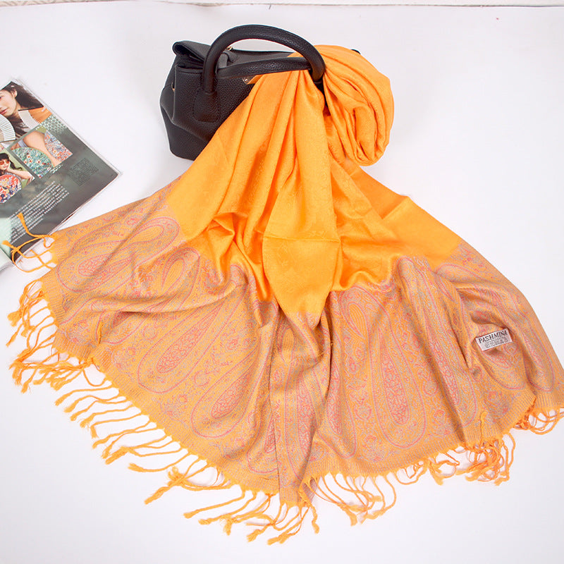 Ethnic Style Cashew Scarf Air Conditioning Talma Scarf Dual-use Jacquard Tassel