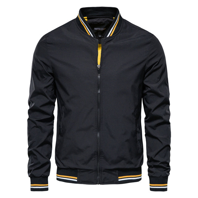 Men's Striped Zip-up Jacket With Pockets Fashion Casual Outerwear Sports Baseball Clothing Spring And Fall - globaltradeleader