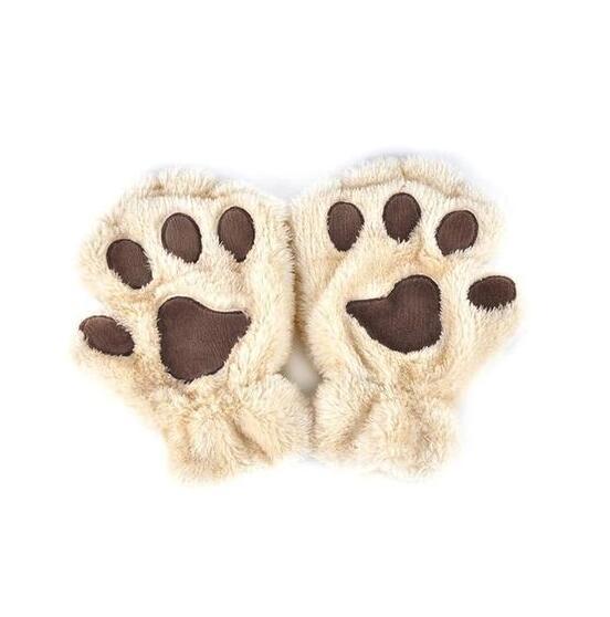 Winter Lovely Half Cover Paw Bear Cat Claw Gloves Short Finger - globaltradeleader