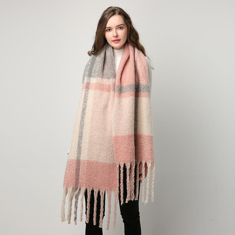 New plaid fringe long warm scarf fashion shawl scarf - globaltradeleader