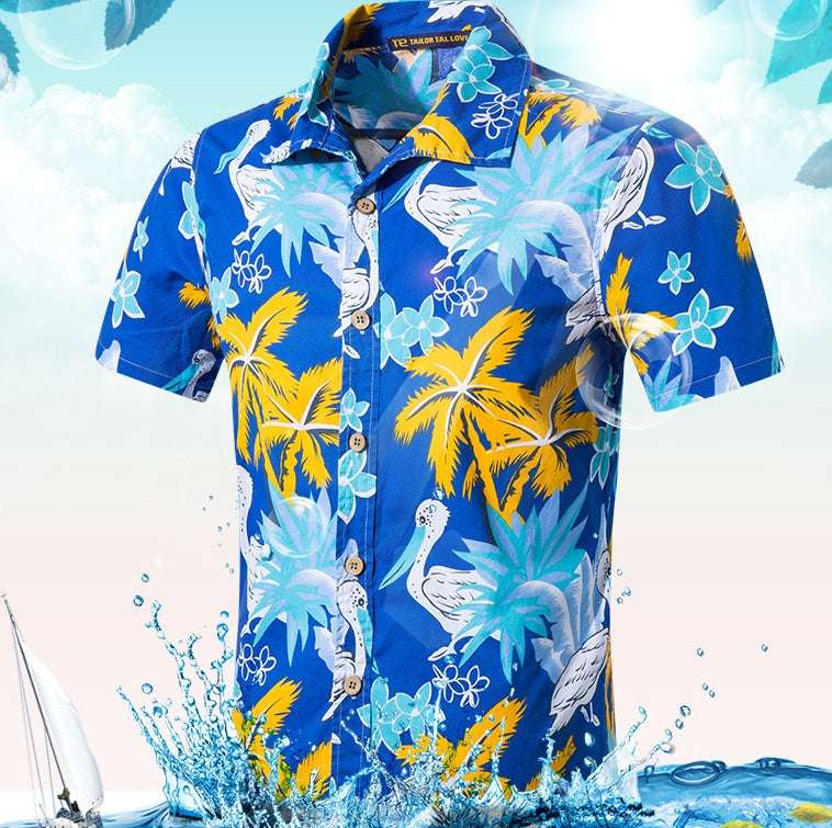 Shirt casual loose cotton top large size printed beach - globaltradeleader