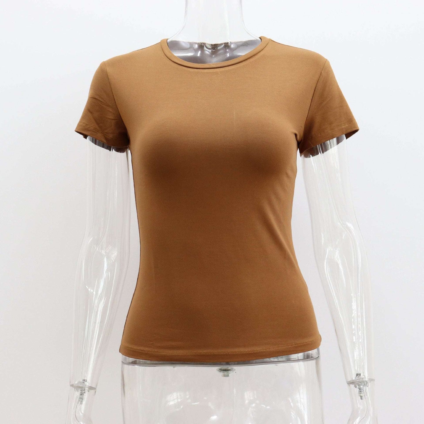 Basic Style Round Neck Short Sleeve Women's Tight Sexy - globaltradeleader